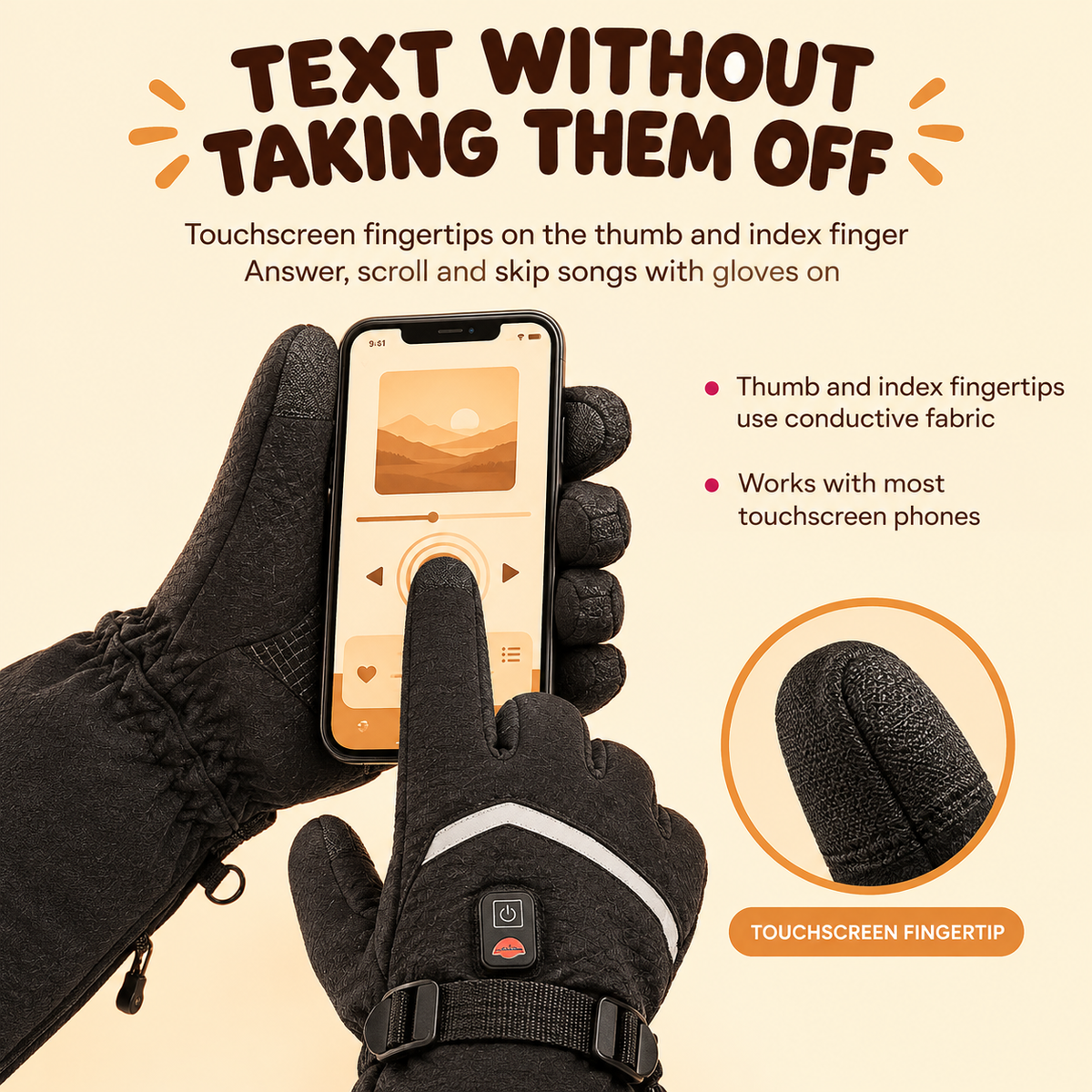 Rechargeable Waterproof Heated Winter Gloves